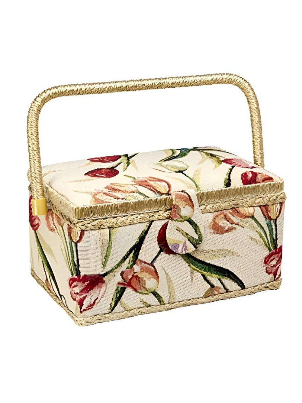 Sewing Basket with Tulip Floral Print Design- Sewing Kit Storage Box